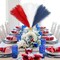 30pcs Red, White & Blue Faux Pampas Grass 21.6in Patriotic Table Decorations
